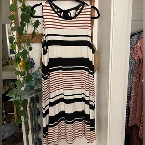 LOFT Black and Rust Aline Rayon Dress